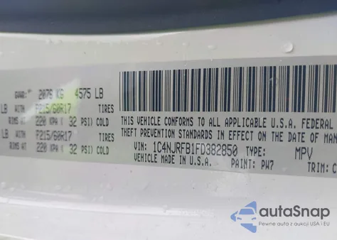 2015 Jeep Patriot Latitude from USA, damaged, VIN 1C4NJRFB1FD382850